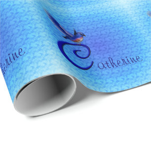 Bluebird Monogram Initial C Personalised Wrapping Paper