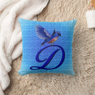 Bluebird Monogram Initial D Cushion