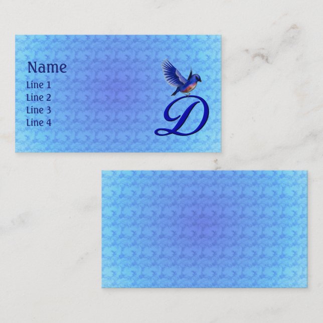 Bluebird Monogram Initial D Elegant Business Card (Front/Back)