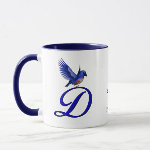 Bluebird Monogram Initial D Elegant Personalised Mug