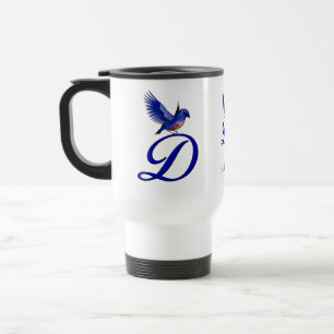 Bluebird Monogram Initial D Elegant Personalised Travel Mug