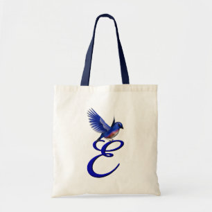 Bluebird Monogram Initial E Elegant Tote Bag