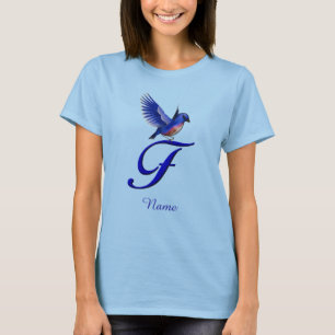 Bluebird Monogram Initial F Elegant Personalised T-Shirt