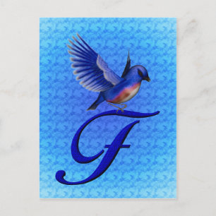 Bluebird Monogram Initial F Elegant Postcard
