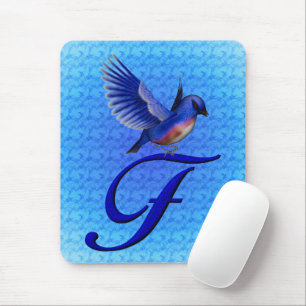 Bluebird Monogram Initial F Mouse Mat