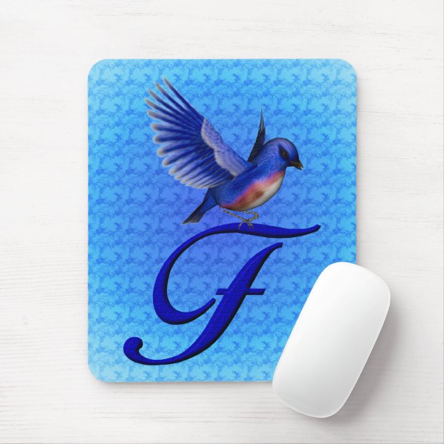 Bluebird Monogram Initial F Mouse Mat (With Mouse)