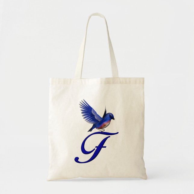 Bluebird Monogram Initial F Tote Bag (Front)