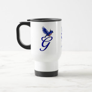 Bluebird Monogram Initial G Elegant Personalised Travel Mug