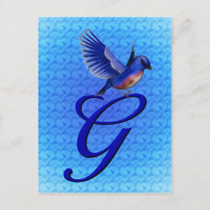 Bluebird Monogram Initial G Elegant Postcard