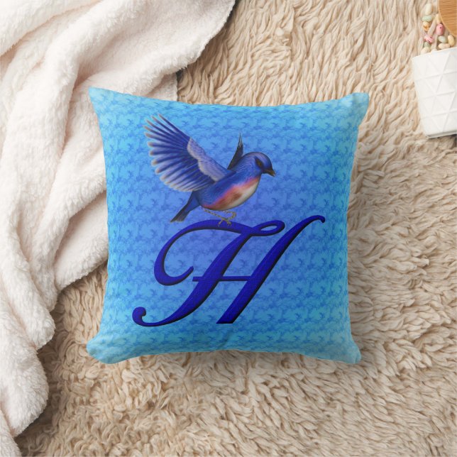 Bluebird Monogram Initial H Cushion (Blanket)