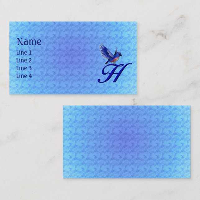 Bluebird Monogram Initial H Elegant Business Card (Front/Back)