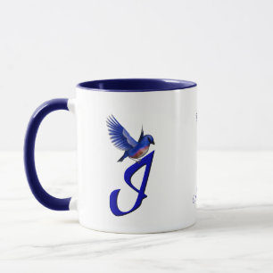 Bluebird Monogram Initial I Elegant Personalised Mug