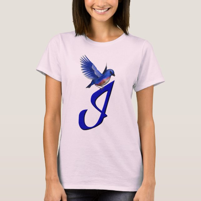 Bluebird Monogram Initial I Elegant T-Shirt (Front)