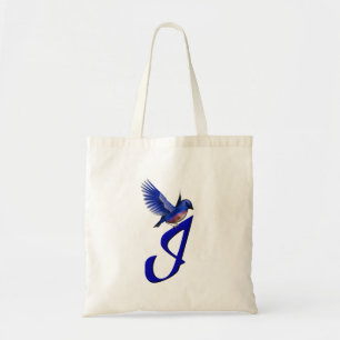 Bluebird Monogram Initial I Elegant Tote Bag