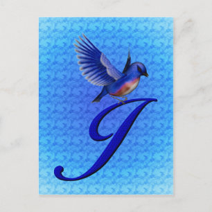 Bluebird Monogram Initial J Elegant Postcard