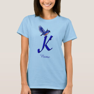 Bluebird Monogram Initial K Elegant Personalised T-Shirt