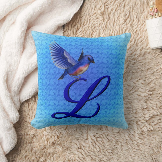 Bluebird Monogram Initial L Cushion (Blanket)