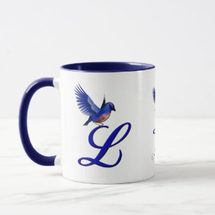 Bluebird Monogram Initial L Elegant Personalised Mug
