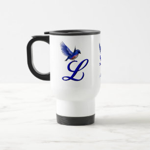 Bluebird Monogram Initial L Elegant Personalised Travel Mug