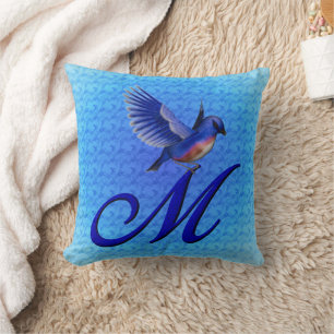 Bluebird Monogram Initial M Cushion