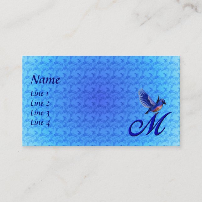 Bluebird Monogram Initial M Elegant Business Card (Front)