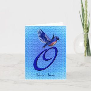 Bluebird Monogram Initial O Personalised Note Card
