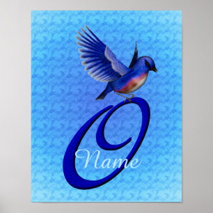 Bluebird Monogram Initial O Personalised Poster