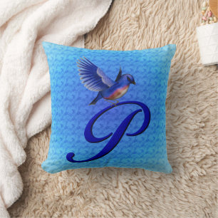 Bluebird Monogram Initial P Cushion