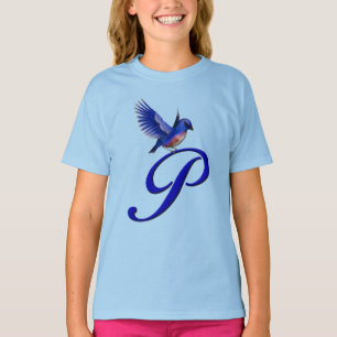 Bluebird Monogram Initial P Elegant T-Shirt