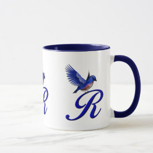 Bluebird Monogram Initial R Elegant Mug