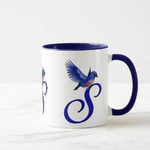 Bluebird Monogram Initial S Elegant Mug