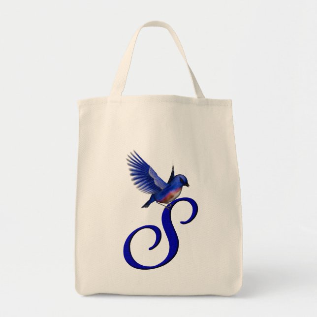 Bluebird Monogram Initial S Tote Bag (Front)