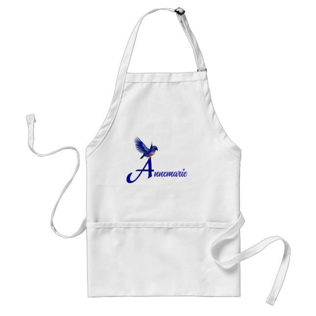 Bluebird Monogram Letter A Name Personalised Standard Apron (Front)
