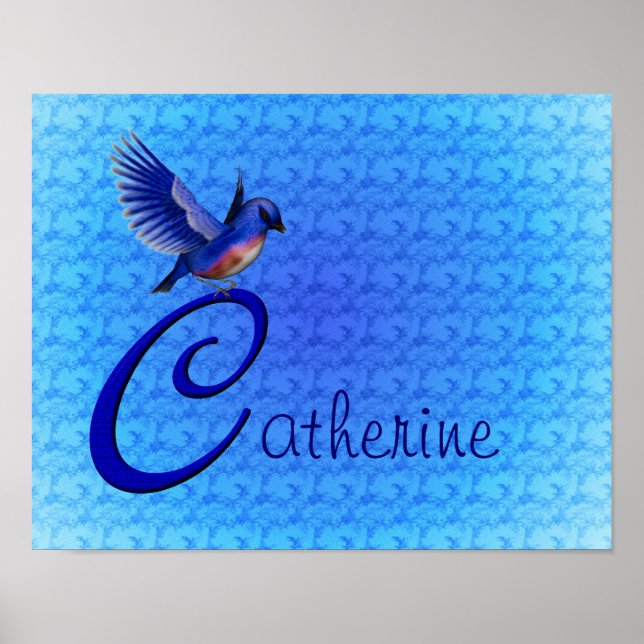 Bluebird Monogram Your Name Initial C Poster (Front)