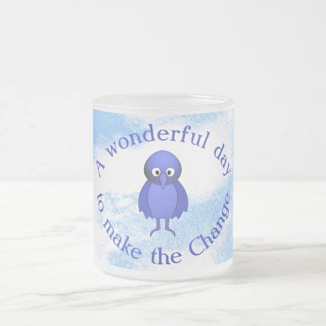 Bluebird Motivation Frosted Glass Coffee Mug (Center)