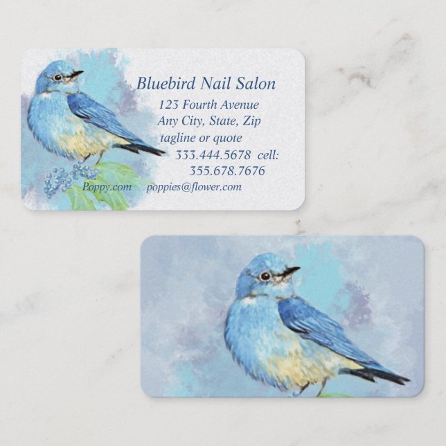 Bluebird Nail Salon or Custom Business Card (Front/Back)