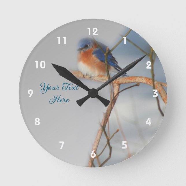 Bluebird Nature Personalised Round Clock (Front)
