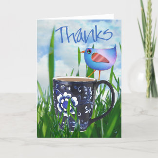 Bluebird of Coffee Happiness Happy Birthday Thank You Card