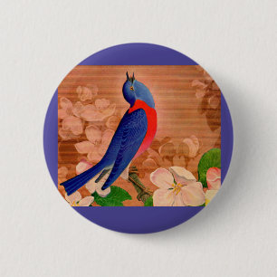 bluebird of happiness 6 cm round badge