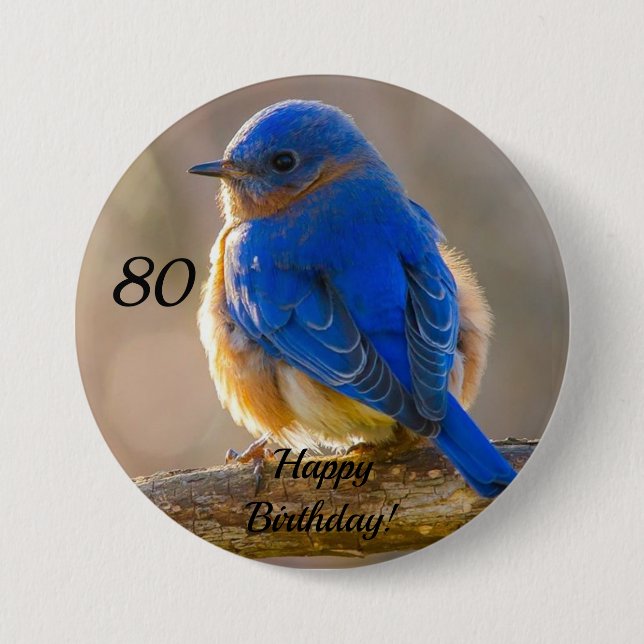 Bluebird of Happiness Birthday Button (Front)