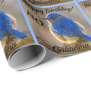 Bluebird of Happiness Birthday Personalize Name Wrapping Paper