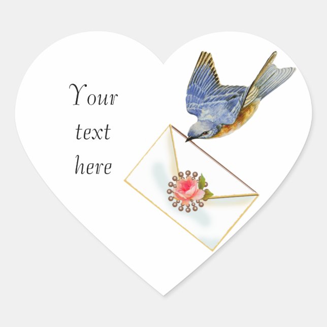 Bluebird of Happiness Heart Sticker (Front)
