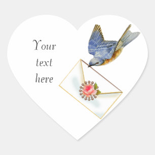 Bluebird of Happiness Heart Sticker