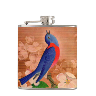 bluebird of happiness hip flask