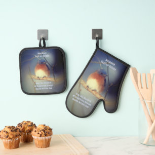 Bluebird Of Happiness Inspirational Personalised Oven Mitt & Pot Holder Set