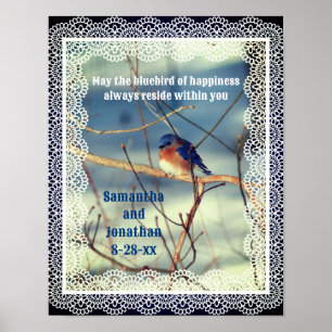 Bluebird Of Happiness Personalised Wedding  Poster