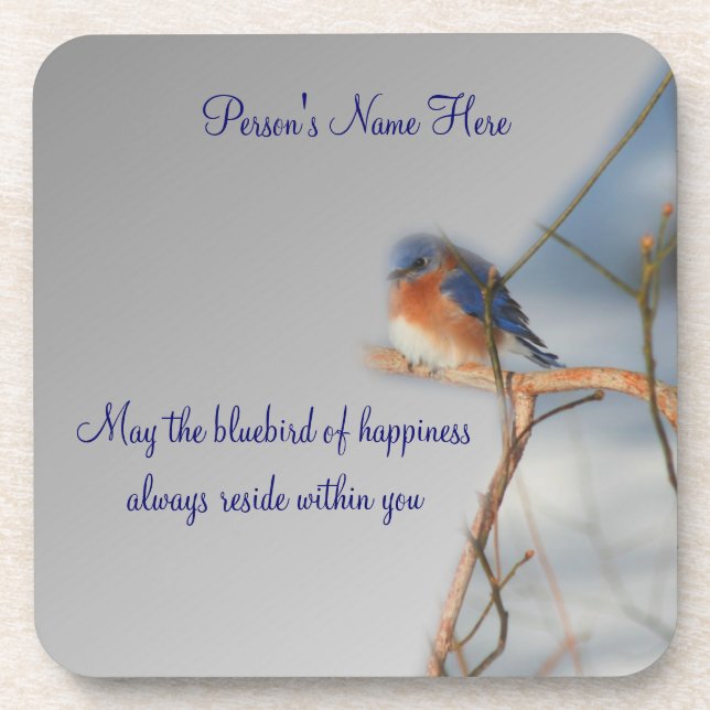 Bluebird Of Happiness Personalized Coaster Set (Front)