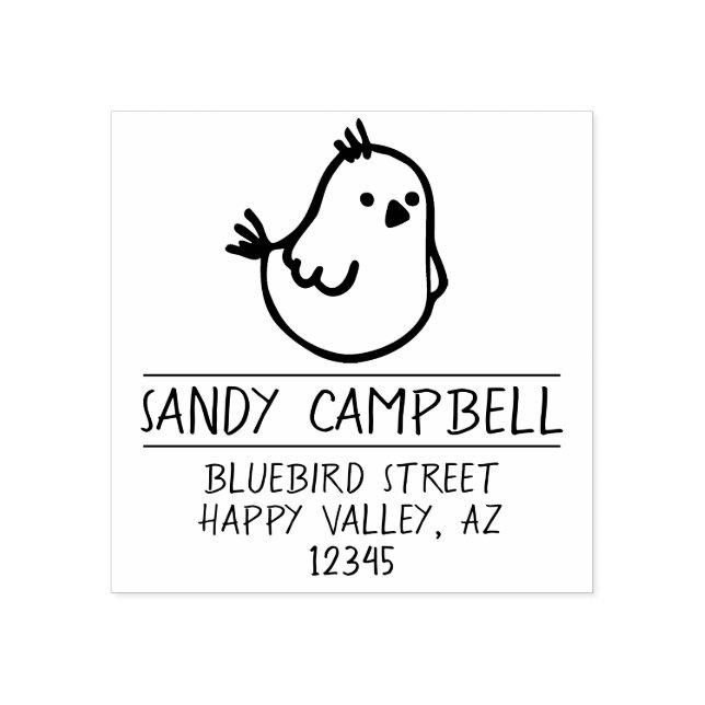 Bluebird of Happiness Return Address - Blue Bird Rubber Stamp (Imprint)