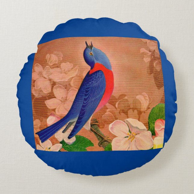 bluebird of happiness round cushion (Front)