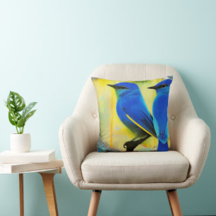 Bluebird of Happiness Throw Pillow